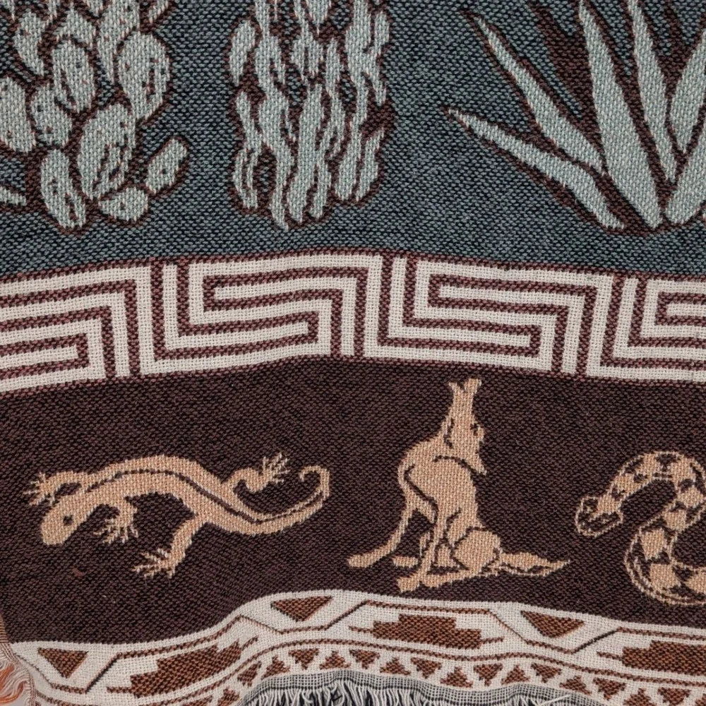 Vintage Southwestern Western Tapestry Throw Blanket Crown Crafts  42x54